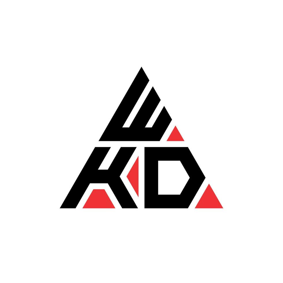 diseño de logotipo de letra triangular wkd con forma de triángulo. monograma de diseño de logotipo de triángulo wkd. plantilla de logotipo de vector de triángulo wkd con color rojo. logo triangular wkd logo simple, elegante y lujoso.