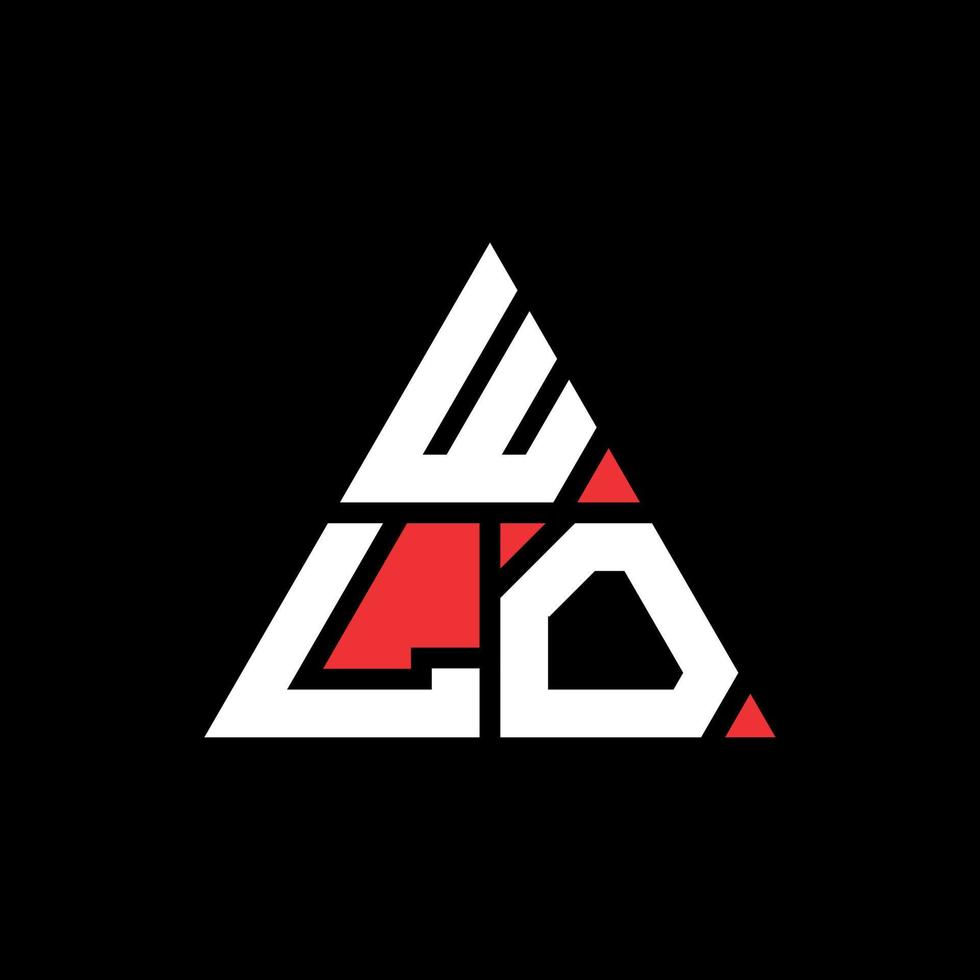 WLO triangle letter logo design with triangle shape. WLO triangle logo design monogram. WLO triangle vector logo template with red color. WLO triangular logo Simple, Elegant, and Luxurious Logo.
