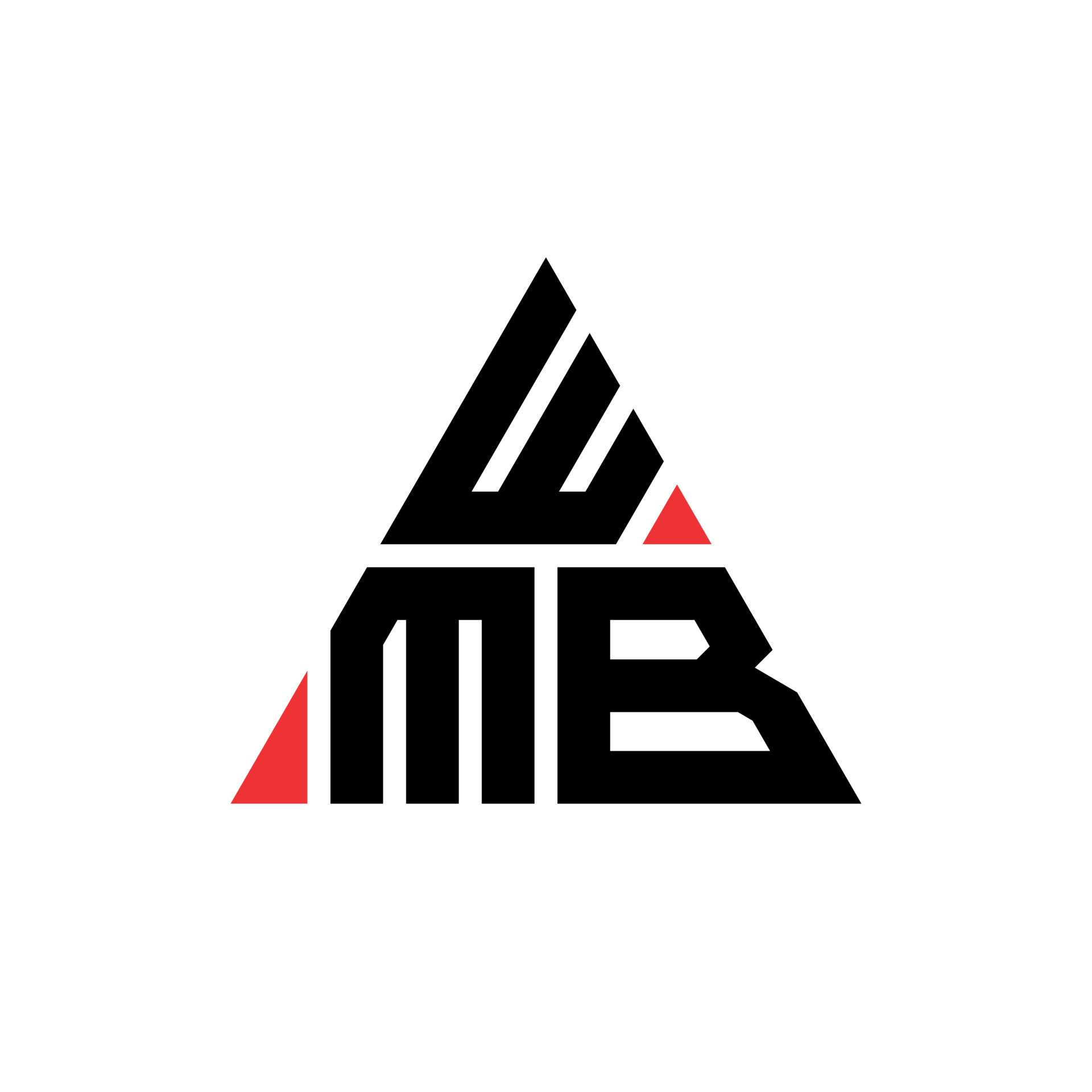 WMB triangle letter logo design with triangle shape. WMB triangle logo