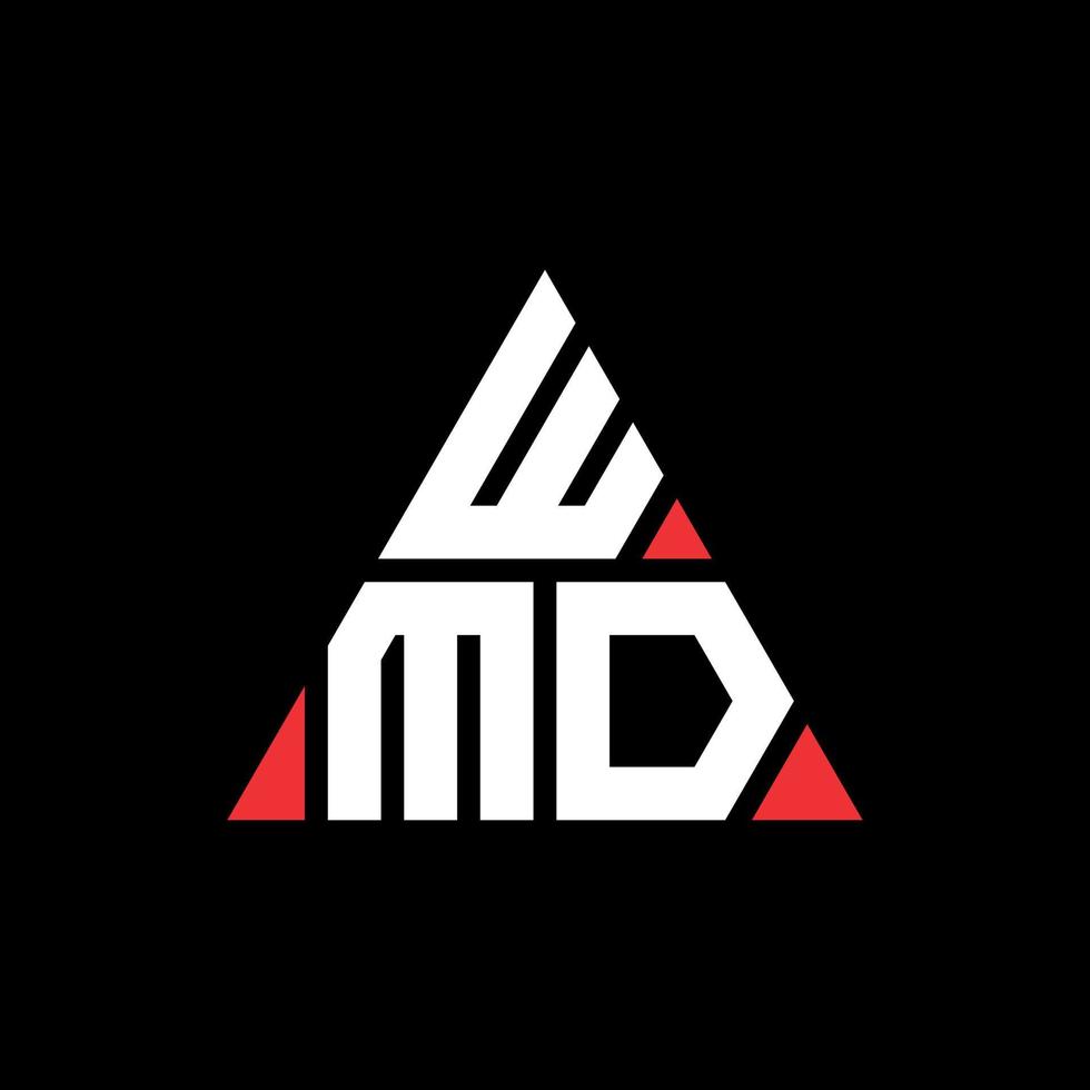 diseño de logotipo de letra triangular wmd con forma de triángulo. monograma de diseño de logotipo de triángulo wmd. plantilla de logotipo de vector de triángulo wmd con color rojo. logo triangular wmd logo simple, elegante y lujoso.