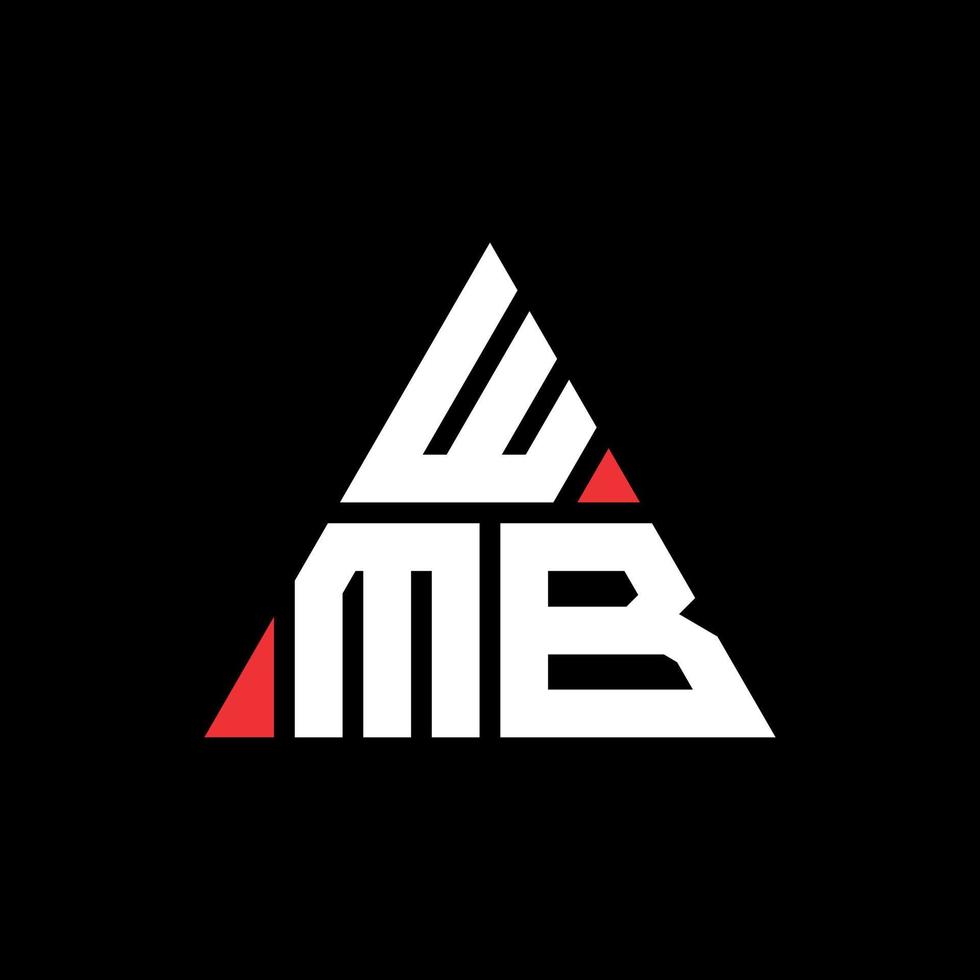 WMB triangle letter logo design with triangle shape. WMB triangle logo design monogram. WMB triangle vector logo template with red color. WMB triangular logo Simple, Elegant, and Luxurious Logo.