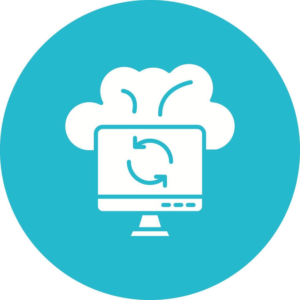Cloud Sync Glyph Circle Background Icon vector