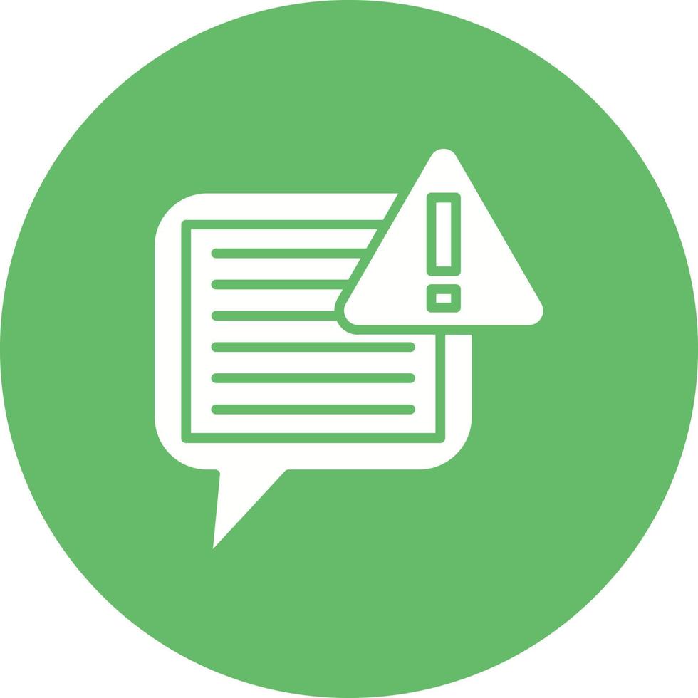 Chat Alert Glyph Circle Background Icon vector