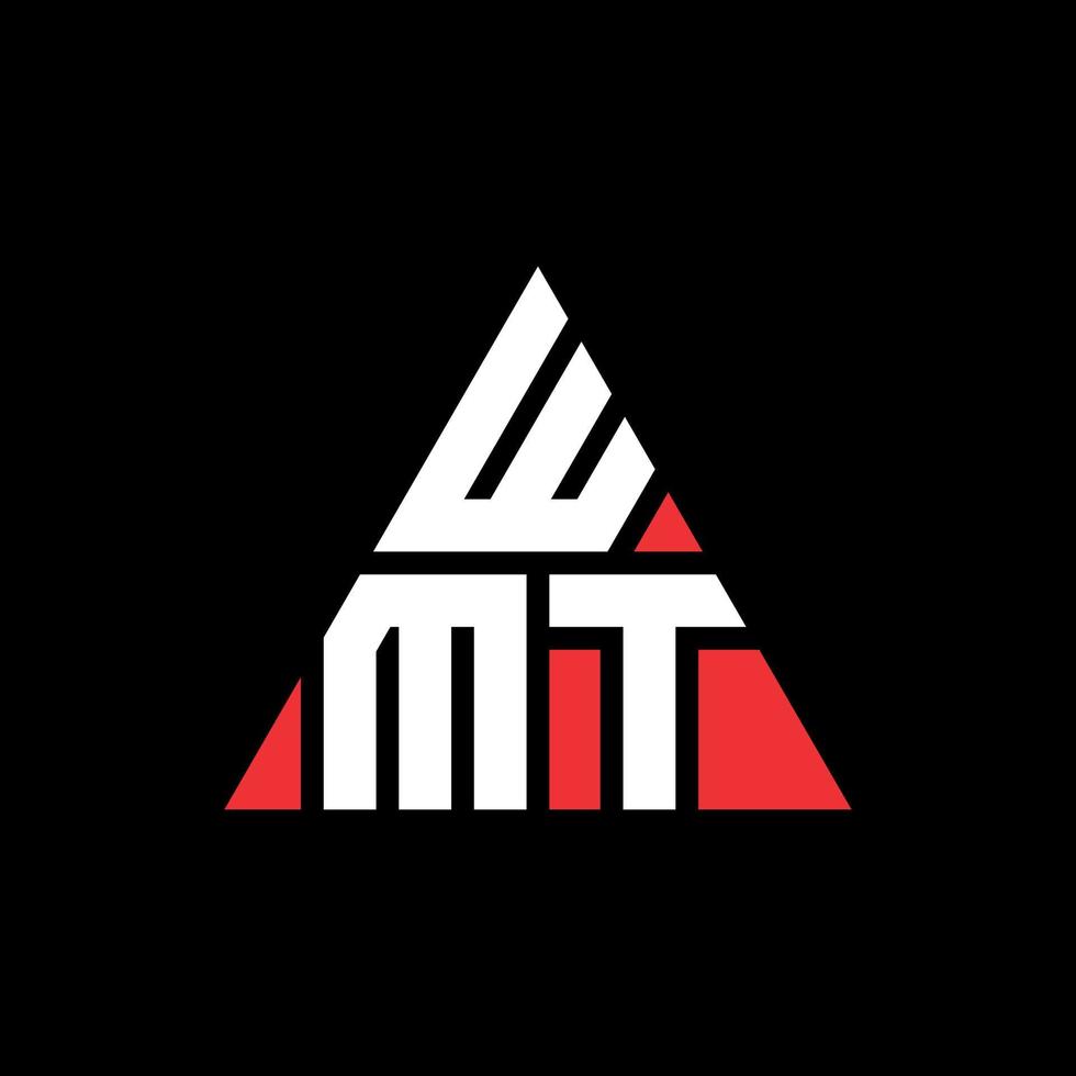 WMT triangle letter logo design with triangle shape. WMT triangle logo design monogram. WMT triangle vector logo template with red color. WMT triangular logo Simple, Elegant, and Luxurious Logo.