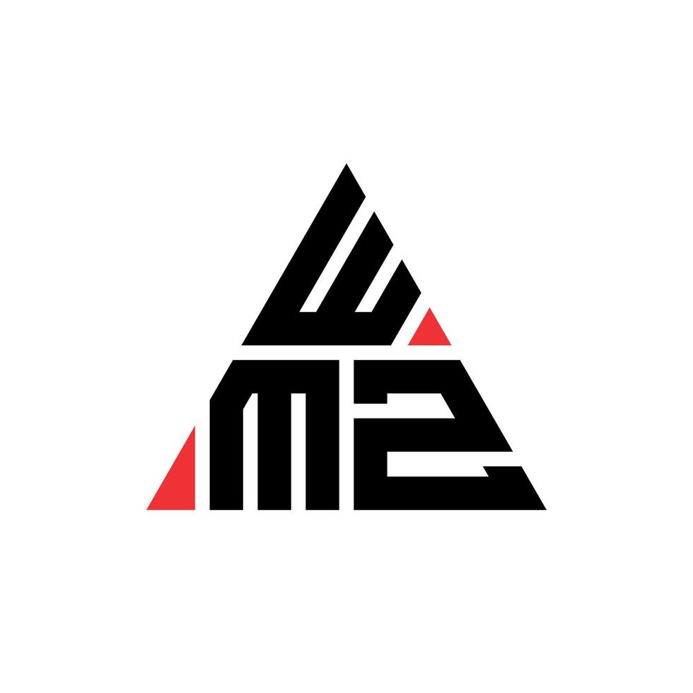 diseño de logotipo de letra triangular wmz con forma de triángulo. monograma de diseño del logotipo del triángulo wmz. plantilla de logotipo de vector de triángulo wmz con color rojo. logotipo triangular wmz logotipo simple, elegante y lujoso.