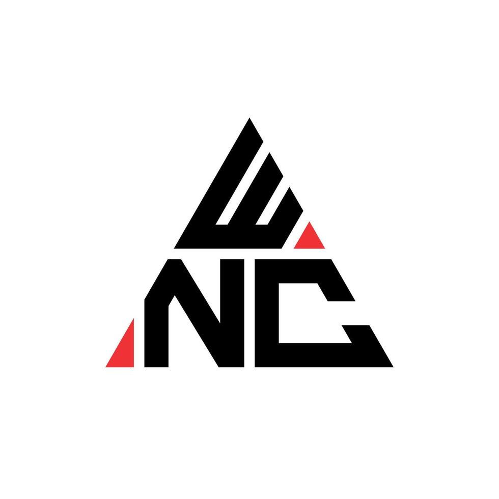 WNC triangle letter logo design with triangle shape. WNC triangle logo design monogram. WNC triangle vector logo template with red color. WNC triangular logo Simple, Elegant, and Luxurious Logo.