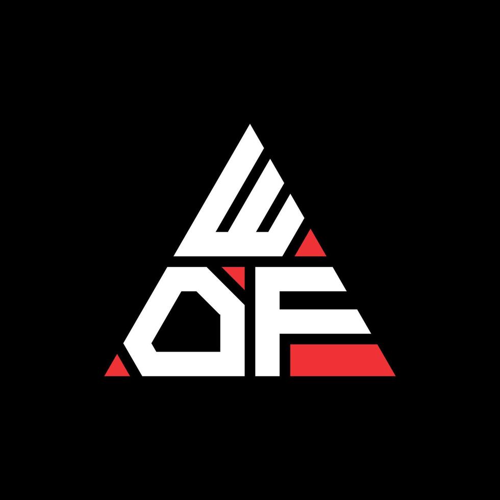 wof diseño de logotipo de letra triangular con forma de triángulo. monograma de diseño de logotipo de triángulo wof. wof plantilla de logotipo de vector de triángulo con color rojo. logo triangular wof logo simple, elegante y lujoso.