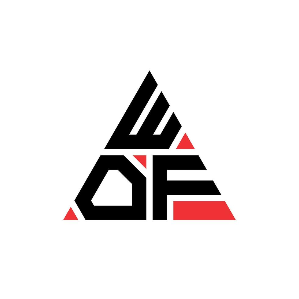 wof diseño de logotipo de letra triangular con forma de triángulo. monograma de diseño de logotipo de triángulo wof. wof plantilla de logotipo de vector de triángulo con color rojo. logo triangular wof logo simple, elegante y lujoso.