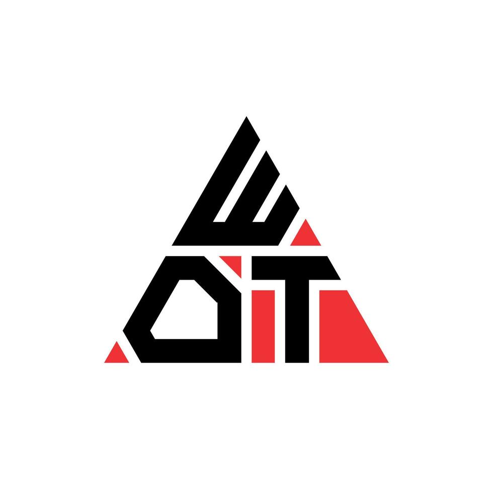 diseño de logotipo de letra triangular wot con forma de triángulo. monograma de diseño de logotipo de triángulo wot. plantilla de logotipo de vector de triángulo wot con color rojo. logo triangular wot logo simple, elegante y lujoso.