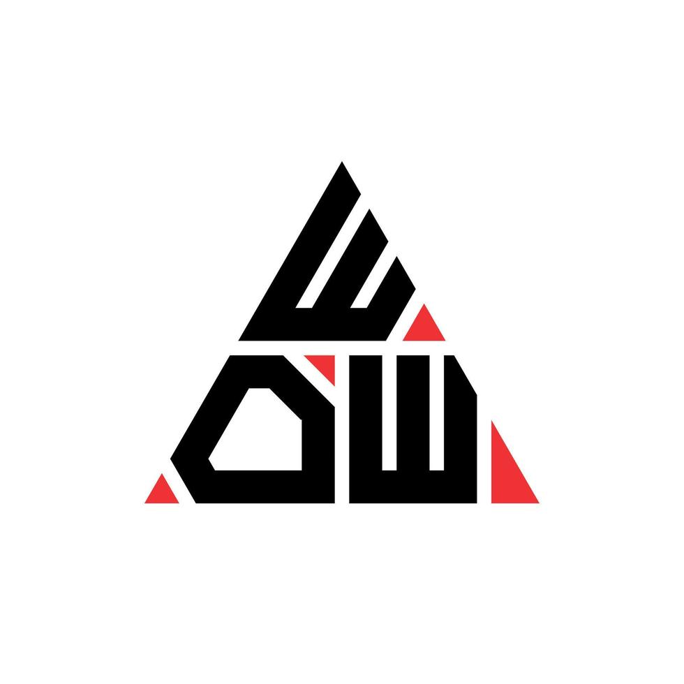 WOW triangle letter logo design with triangle shape. WOW triangle logo design monogram. WOW triangle vector logo template with red color. WOW triangular logo Simple, Elegant, and Luxurious Logo.