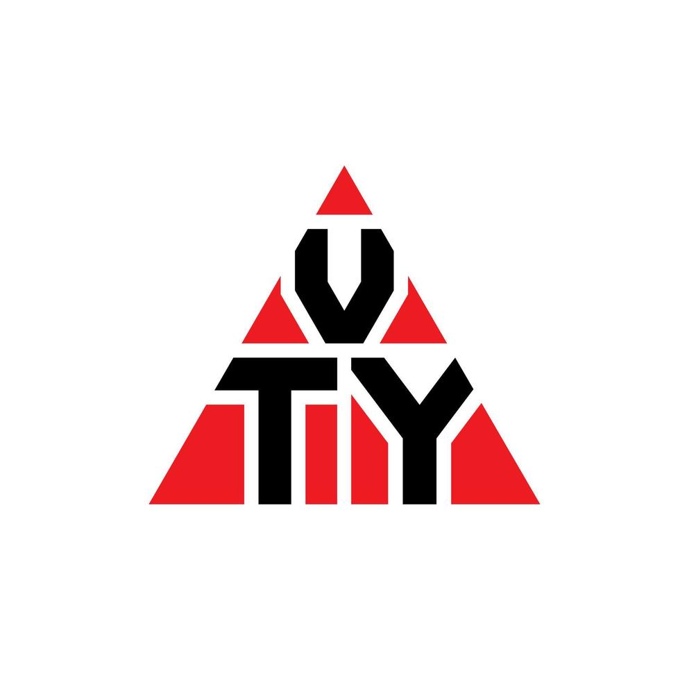 vty diseño de logotipo de letra triangular con forma de triángulo. monograma de diseño de logotipo de triángulo vty. plantilla de logotipo de vector de triángulo vty con color rojo. logotipo triangular vty logotipo simple, elegante y lujoso.