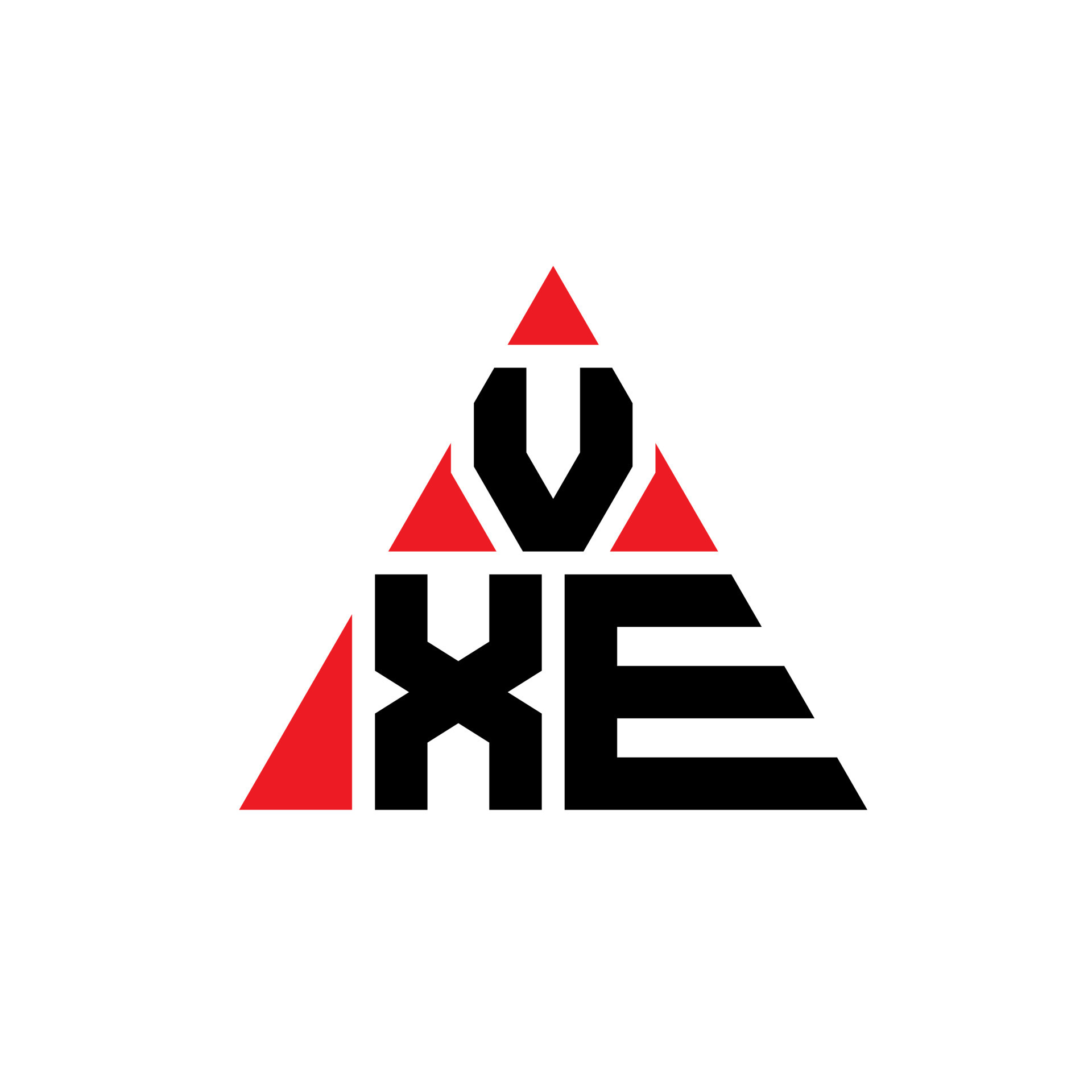VXE triangle letter logo design with triangle shape. VXE triangle logo