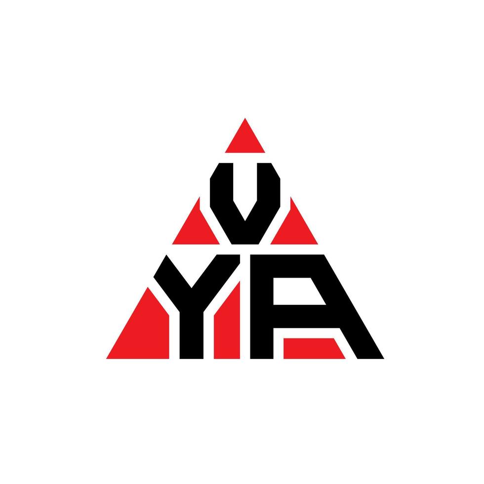 VYA triangle letter logo design with triangle shape. VYA triangle logo design monogram. VYA triangle vector logo template with red color. VYA triangular logo Simple, Elegant, and Luxurious Logo.