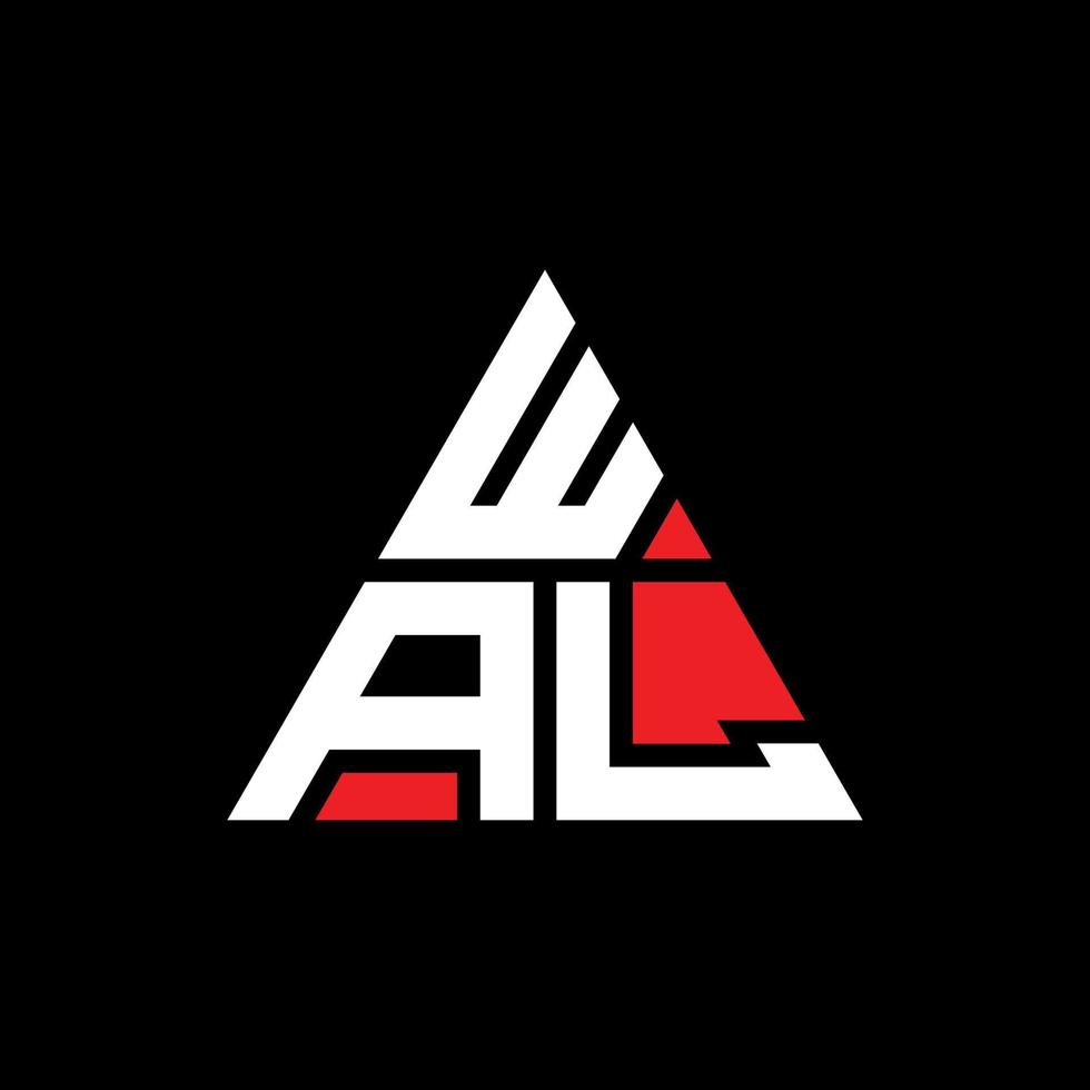 WAL triangle letter logo design with triangle shape. WAL triangle logo design monogram. WAL triangle vector logo template with red color. WAL triangular logo Simple, Elegant, and Luxurious Logo. WAL