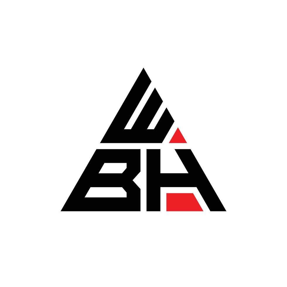 diseño de logotipo de letra triangular wbh con forma de triángulo. monograma de diseño de logotipo de triángulo wbh. plantilla de logotipo de vector de triángulo wbh con color rojo. logo triangular wbh logo simple, elegante y lujoso. wbh