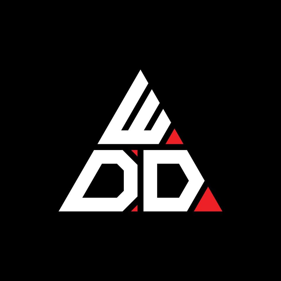 WDD triangle letter logo design with triangle shape. WDD triangle logo design monogram. WDD triangle vector logo template with red color. WDD triangular logo Simple, Elegant, and Luxurious Logo. WDD