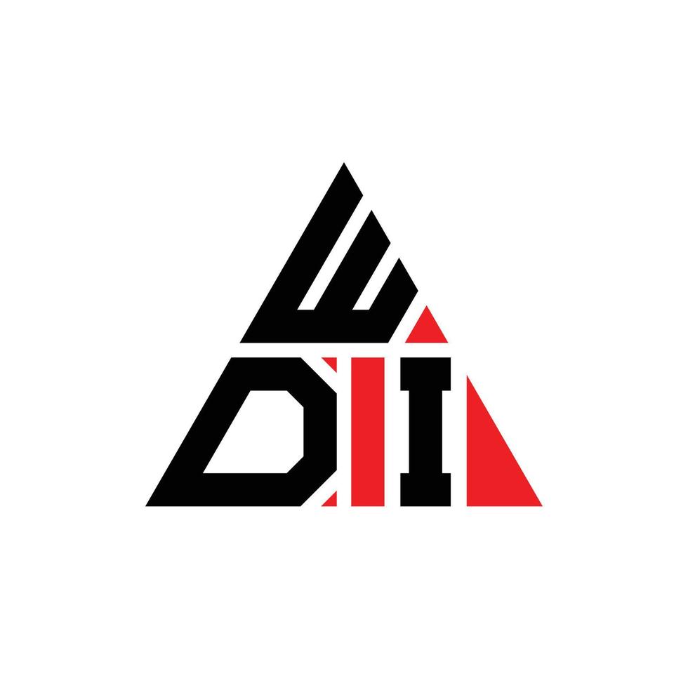 WDI triangle letter logo design with triangle shape. WDI triangle logo design monogram. WDI triangle vector logo template with red color. WDI triangular logo Simple, Elegant, and Luxurious Logo. WDI