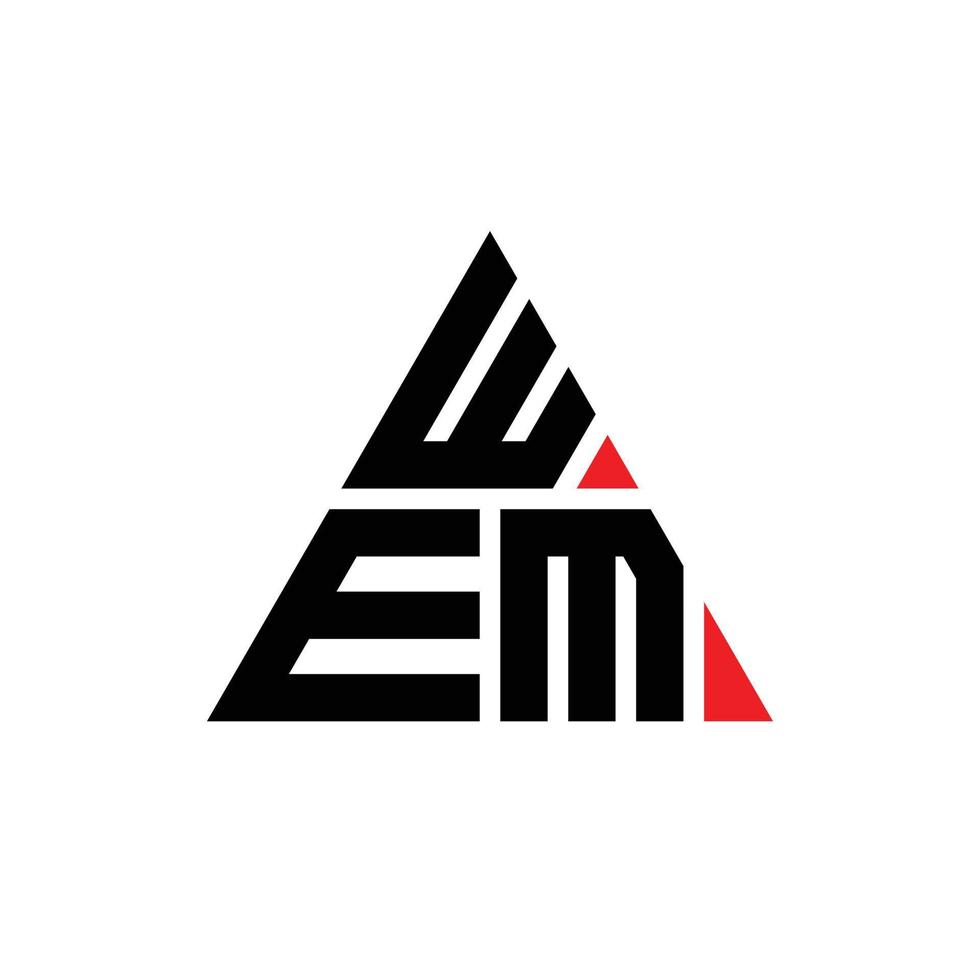 diseño de logotipo de letra de triángulo wem con forma de triángulo. monograma de diseño de logotipo de triángulo wem. plantilla de logotipo de vector de triángulo wem con color rojo. logo triangular wem logo simple, elegante y lujoso. wem