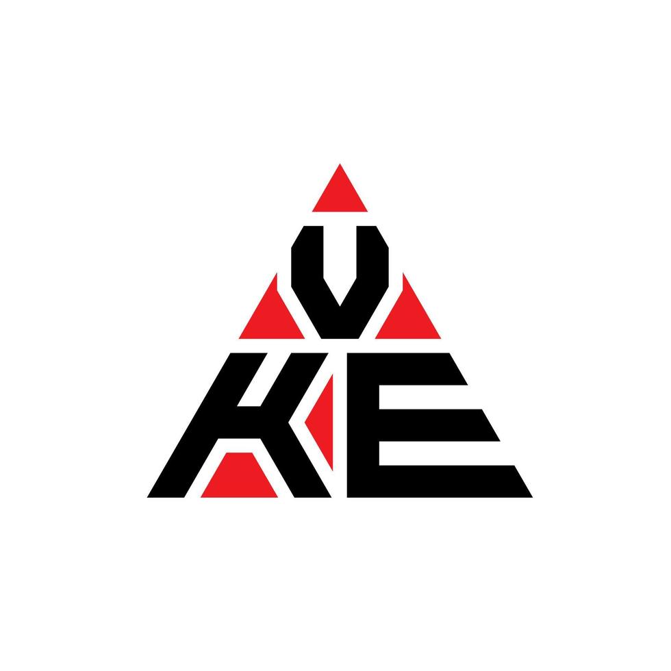 VKE triangle letter logo design with triangle shape. VKE triangle logo design monogram. VKE triangle vector logo template with red color. VKE triangular logo Simple, Elegant, and Luxurious Logo.