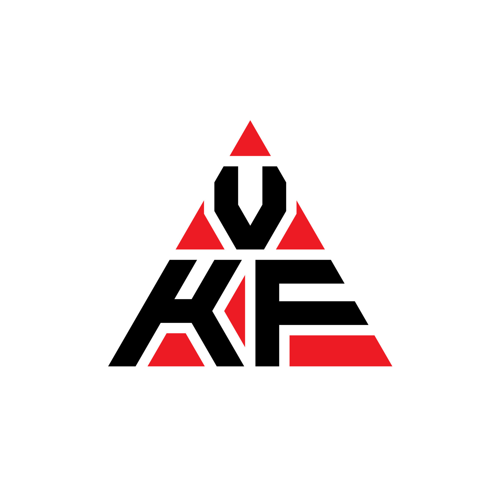 VKF triangle letter logo design with triangle shape. VKF triangle logo
