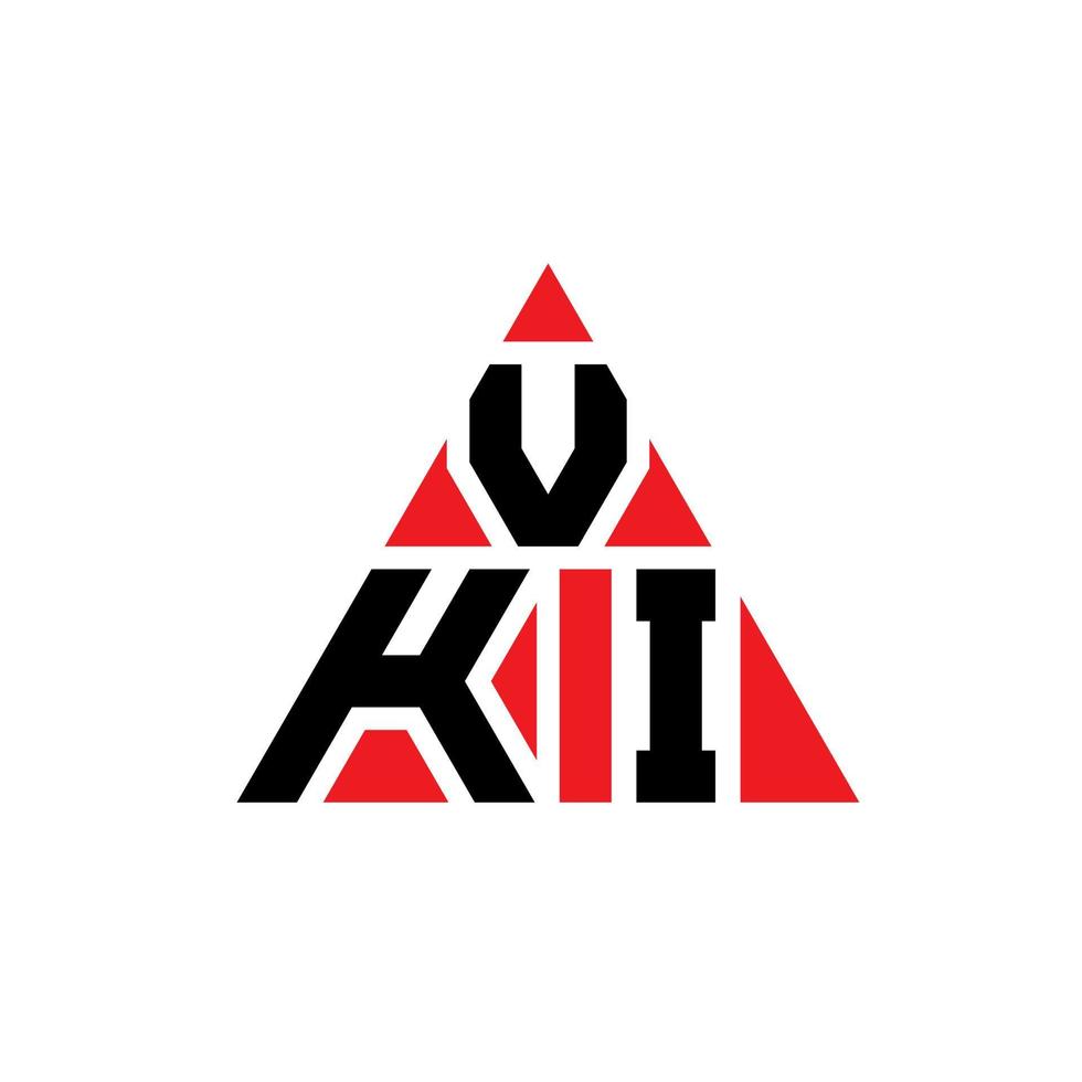 Diseño de logotipo de letra triangular vki con forma de triángulo. monograma de diseño de logotipo de triángulo vki. plantilla de logotipo de vector de triángulo vki con color rojo. logotipo triangular vki logotipo simple, elegante y lujoso.