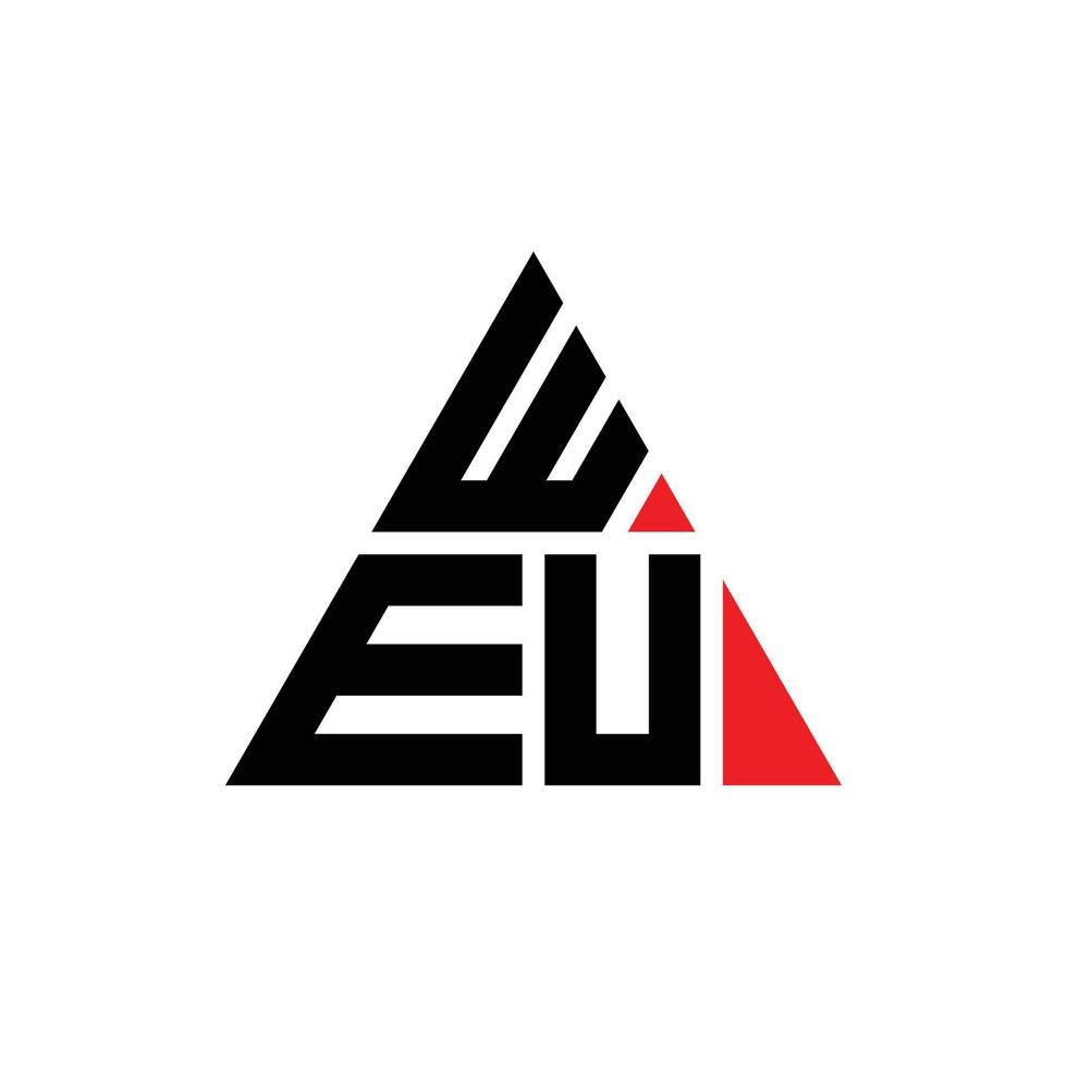 diseño de logotipo de letra de triángulo weu con forma de triángulo. monograma de diseño del logotipo del triángulo weu. plantilla de logotipo de vector de triángulo weu con color rojo. logotipo triangular weu logotipo simple, elegante y lujoso. nosotros