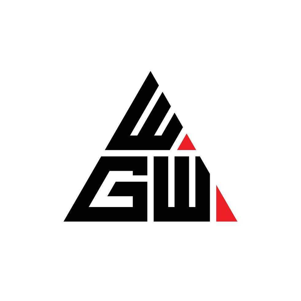 WGW triangle letter logo design with triangle shape. WGW triangle logo design monogram. WGW triangle vector logo template with red color. WGW triangular logo Simple, Elegant, and Luxurious Logo. WGW