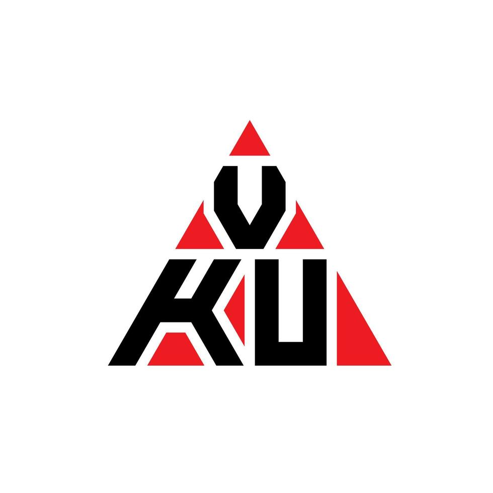 VKU triangle letter logo design with triangle shape. VKU triangle logo design monogram. VKU triangle vector logo template with red color. VKU triangular logo Simple, Elegant, and Luxurious Logo.