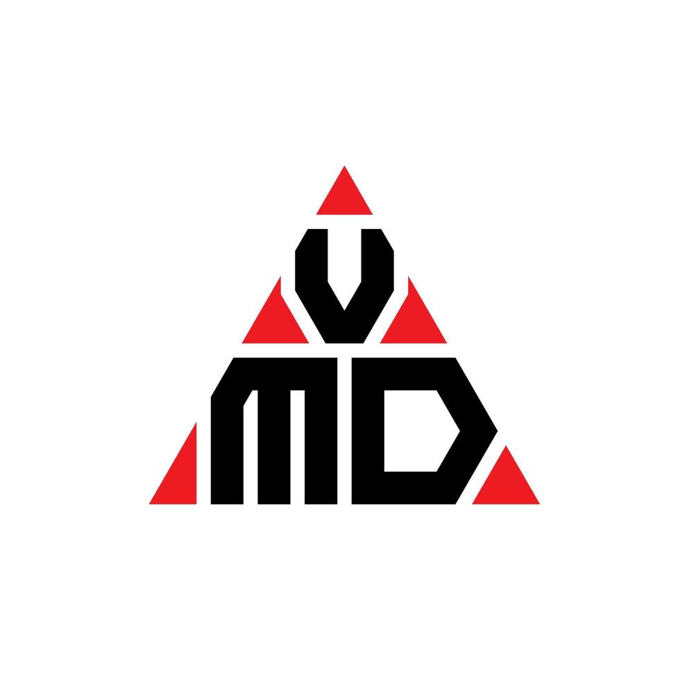 diseño de logotipo de letra de triángulo vmd con forma de triángulo. monograma de diseño de logotipo de triángulo vmd. plantilla de logotipo de vector de triángulo vmd con color rojo. logotipo triangular vmd logotipo simple, elegante y lujoso.
