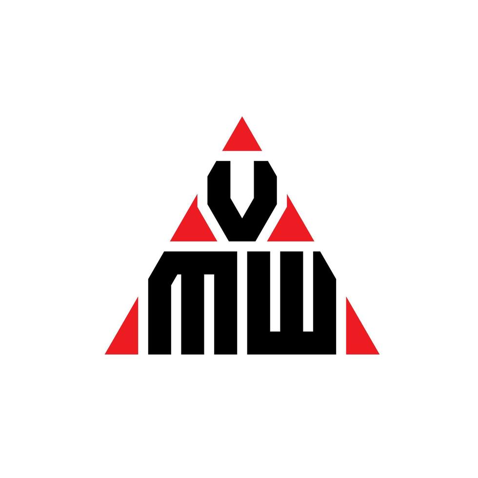 diseño de logotipo de letra triangular vmw con forma de triángulo. monograma de diseño del logotipo del triángulo vmw. plantilla de logotipo de vector de triángulo vmw con color rojo. logo triangular vmw logo simple, elegante y lujoso.
