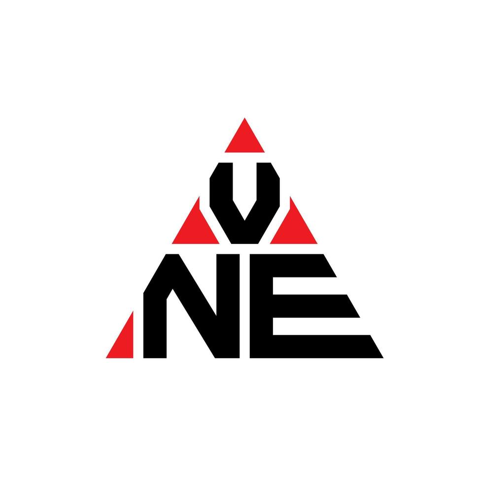 VNE triangle letter logo design with triangle shape. VNE triangle logo design monogram. VNE triangle vector logo template with red color. VNE triangular logo Simple, Elegant, and Luxurious Logo.