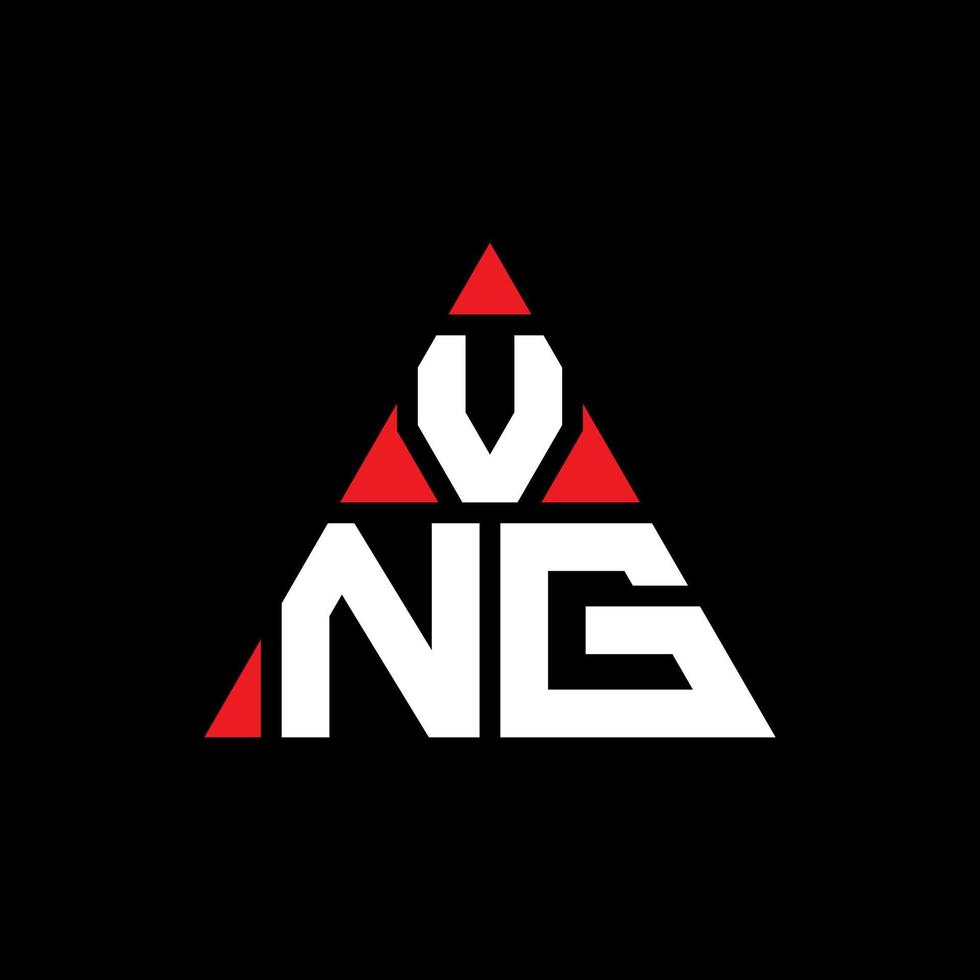 VNG triangle letter logo design with triangle shape. VNG triangle logo design monogram. VNG triangle vector logo template with red color. VNG triangular logo Simple, Elegant, and Luxurious Logo.