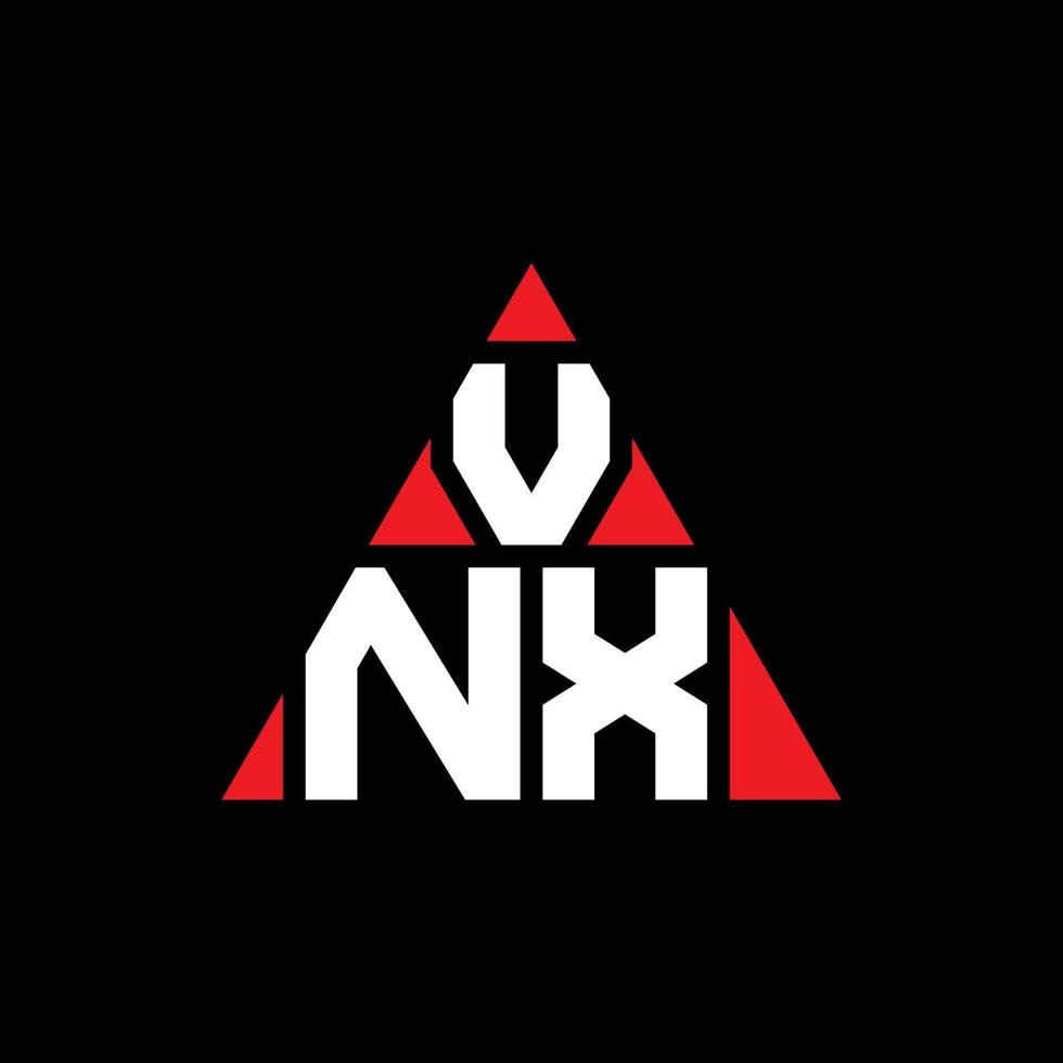 VNX triangle letter logo design with triangle shape. VNX triangle logo design monogram. VNX triangle vector logo template with red color. VNX triangular logo Simple, Elegant, and Luxurious Logo.