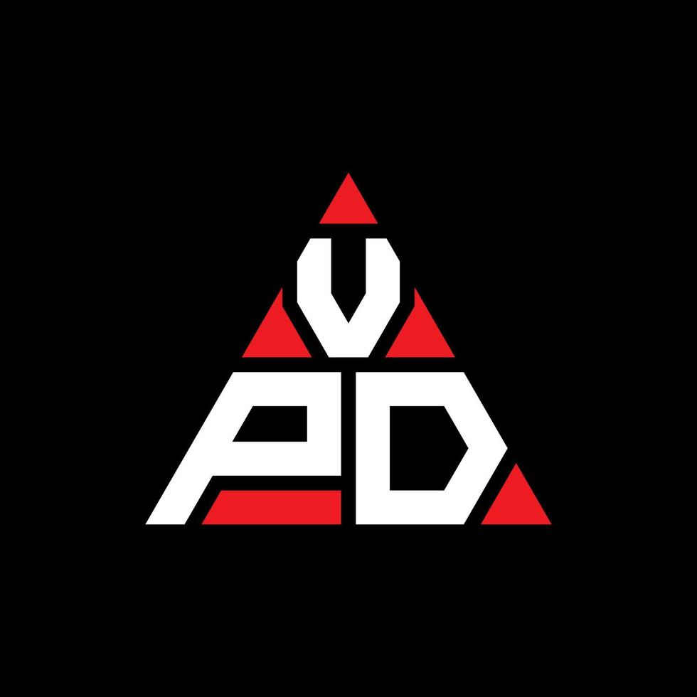 diseño de logotipo de letra triangular vpd con forma de triángulo. monograma de diseño de logotipo de triángulo vpd. plantilla de logotipo de vector de triángulo vpd con color rojo. logotipo triangular vpd logotipo simple, elegante y lujoso.