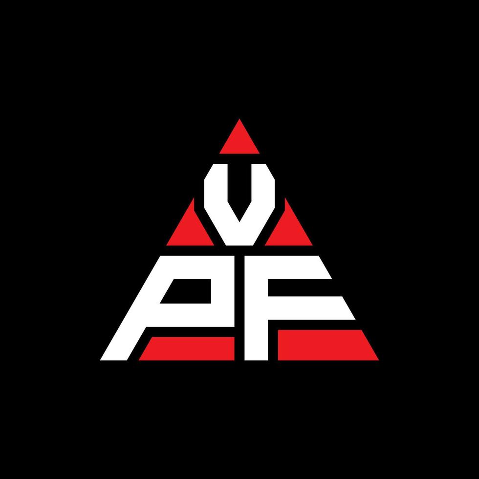 diseño de logotipo de letra triangular vpf con forma de triángulo. monograma de diseño de logotipo de triángulo vpf. plantilla de logotipo de vector de triángulo vpf con color rojo. logotipo triangular vpf logotipo simple, elegante y lujoso.