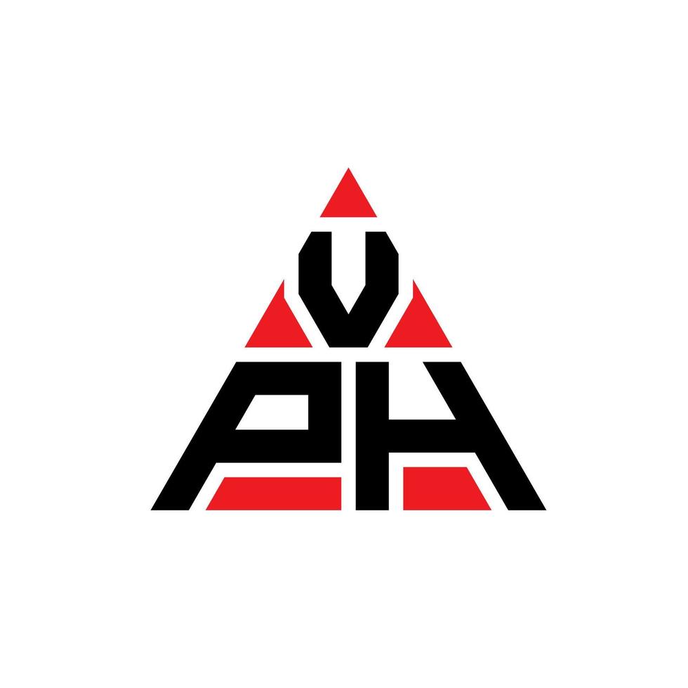 Diseño de logotipo de letra triangular vph con forma de triángulo. monograma de diseño de logotipo de triángulo vph. plantilla de logotipo de vector de triángulo vph con color rojo. logotipo triangular vph logotipo simple, elegante y lujoso.