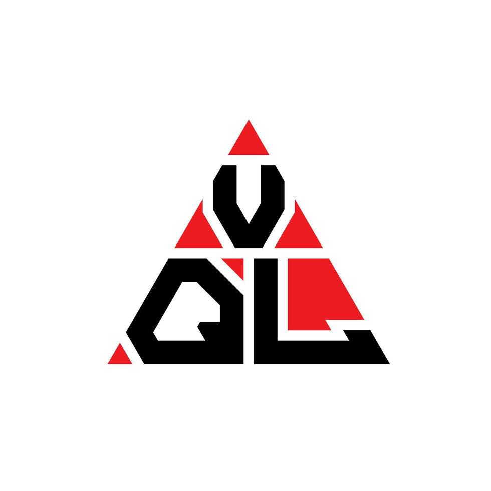 VQL triangle letter logo design with triangle shape. VQL triangle logo design monogram. VQL triangle vector logo template with red color. VQL triangular logo Simple, Elegant, and Luxurious Logo.