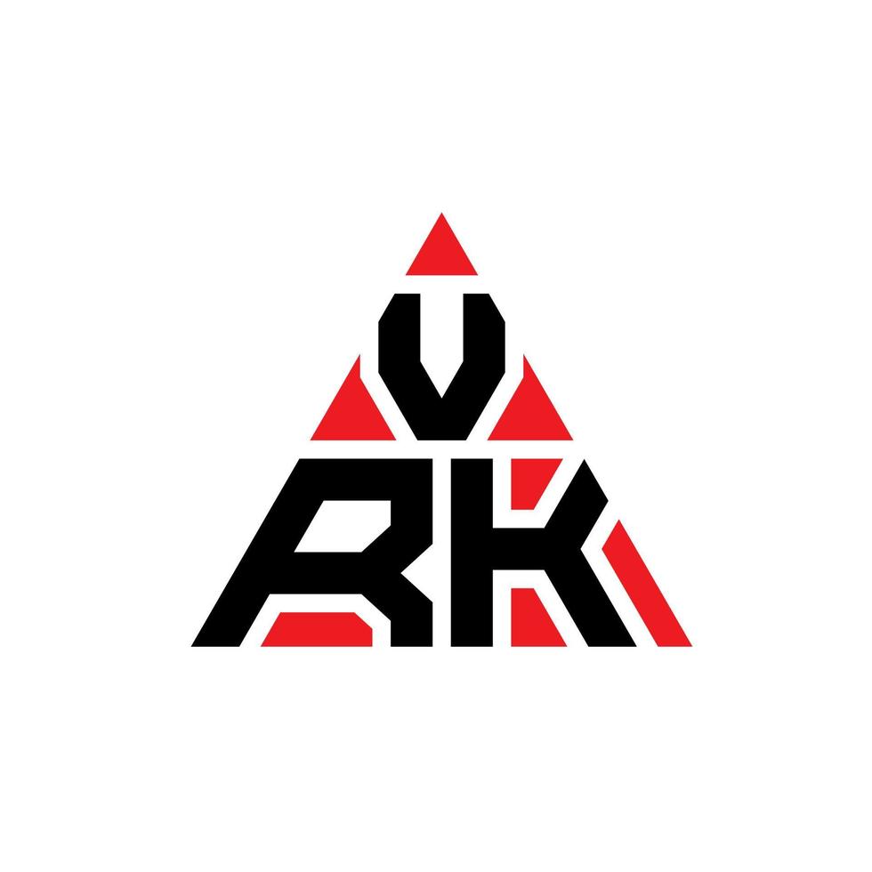 diseño de logotipo de letra de triángulo vrk con forma de triángulo. monograma de diseño de logotipo de triángulo vrk. plantilla de logotipo de vector de triángulo vrk con color rojo. logotipo triangular vrk logotipo simple, elegante y lujoso.