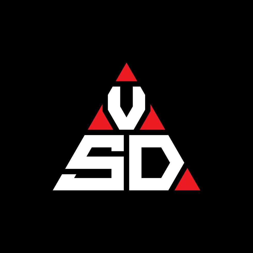 diseño de logotipo de letra de triángulo vsd con forma de triángulo. monograma de diseño de logotipo de triángulo vsd. plantilla de logotipo de vector de triángulo vsd con color rojo. logo triangular vsd logo simple, elegante y lujoso.