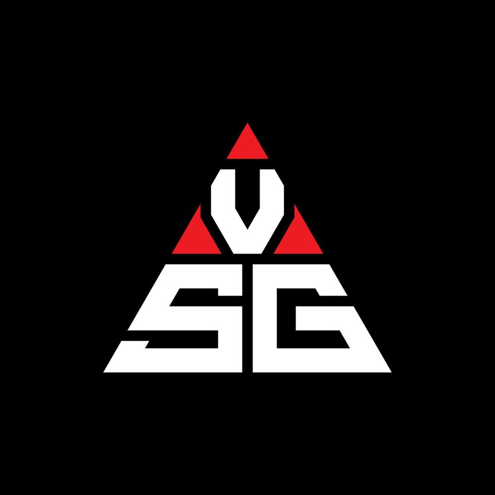 VSG triangle letter logo design with triangle shape. VSG triangle logo design monogram. VSG triangle vector logo template with red color. VSG triangular logo Simple, Elegant, and Luxurious Logo.