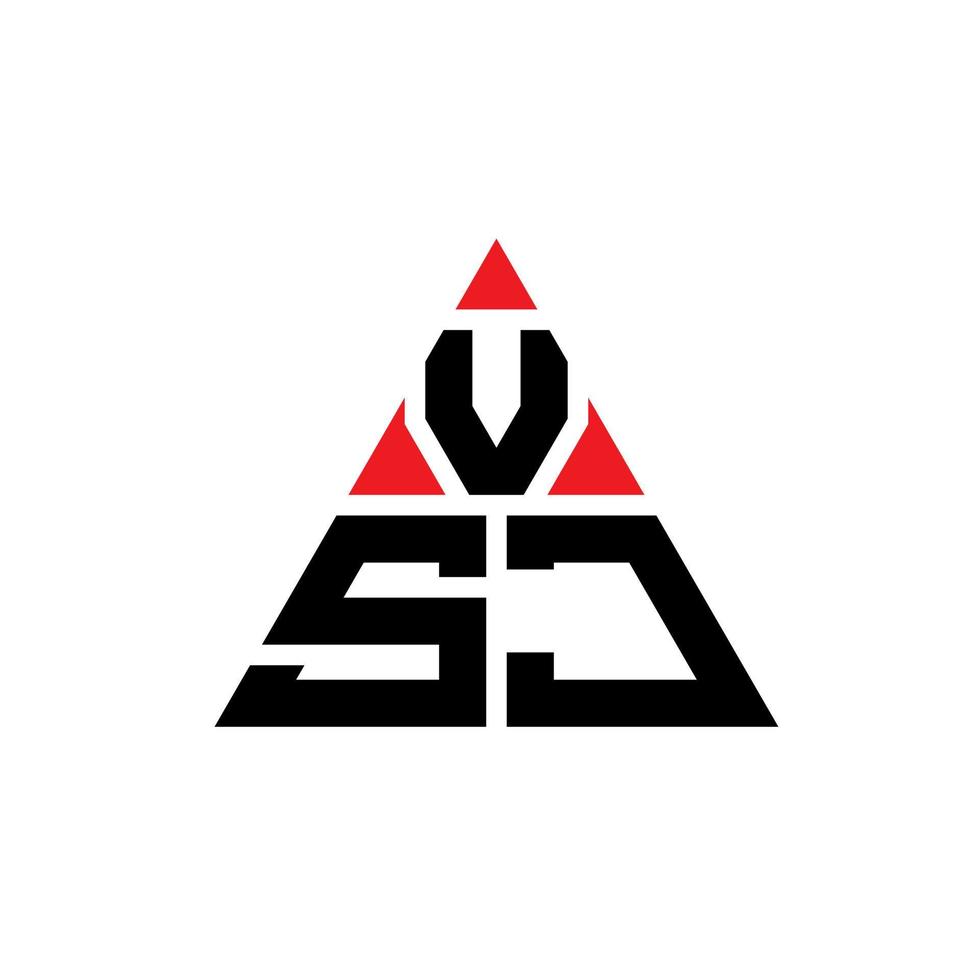 diseño de logotipo de letra triangular vsj con forma de triángulo. monograma de diseño del logotipo del triángulo vsj. plantilla de logotipo de vector de triángulo vsj con color rojo. logo triangular vsj logo simple, elegante y lujoso.