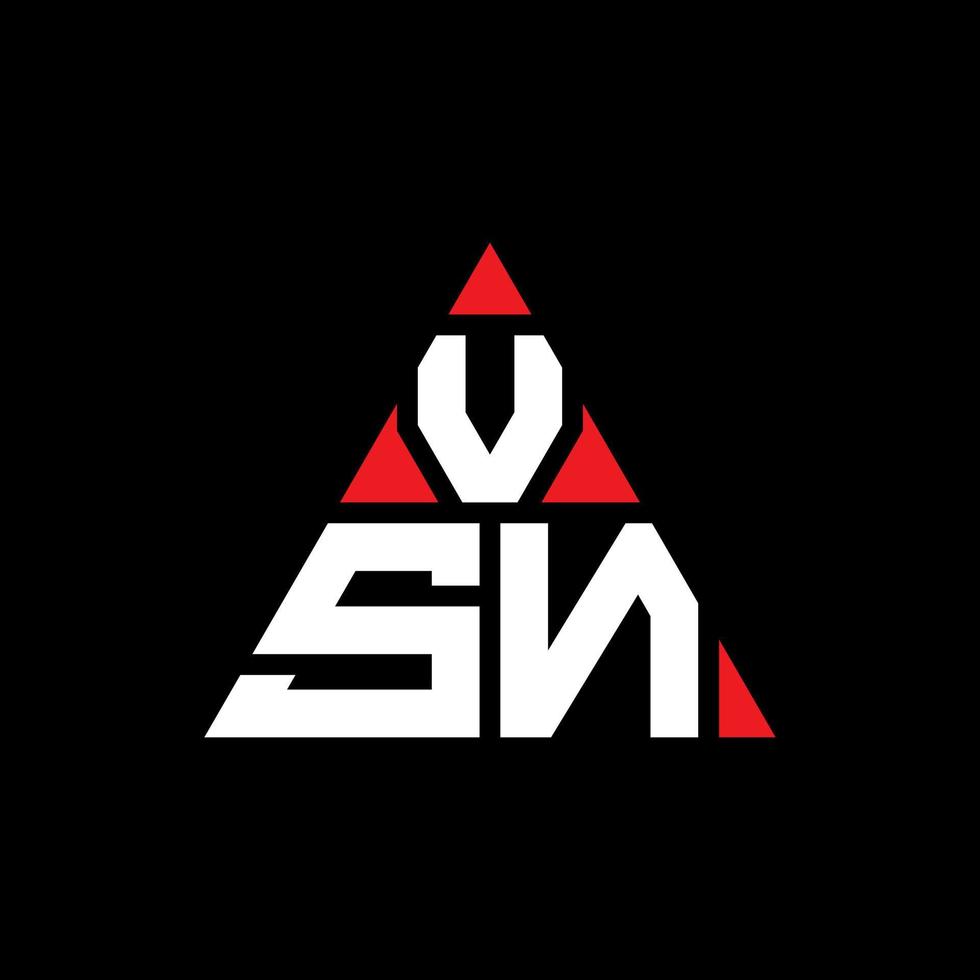 diseño de logotipo de letra de triángulo vsn con forma de triángulo. monograma de diseño de logotipo de triángulo vsn. plantilla de logotipo de vector de triángulo vsn con color rojo. logo triangular vsn logo simple, elegante y lujoso.