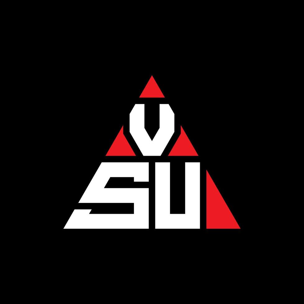 VSU triangle letter logo design with triangle shape. VSU triangle logo design monogram. VSU triangle vector logo template with red color. VSU triangular logo Simple, Elegant, and Luxurious Logo.