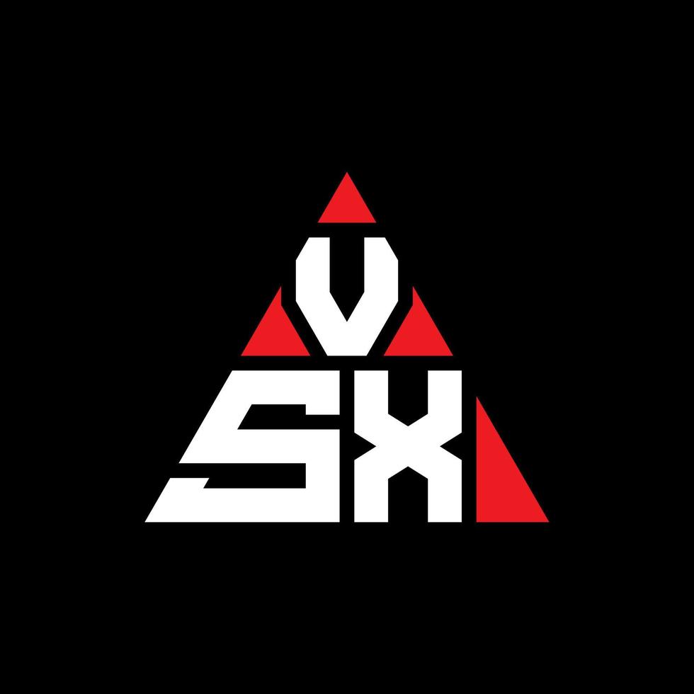 diseño de logotipo de letra de triángulo vsx con forma de triángulo. monograma de diseño del logotipo del triángulo vsx. plantilla de logotipo de vector de triángulo vsx con color rojo. logotipo triangular vsx logotipo simple, elegante y lujoso.