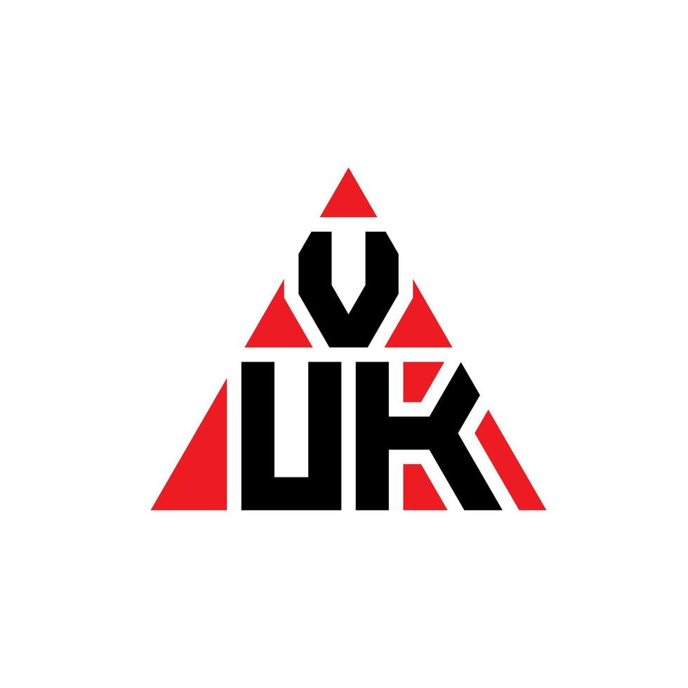 VUK triangle letter logo design with triangle shape. VUK triangle logo design monogram. VUK triangle vector logo template with red color. VUK triangular logo Simple, Elegant, and Luxurious Logo.