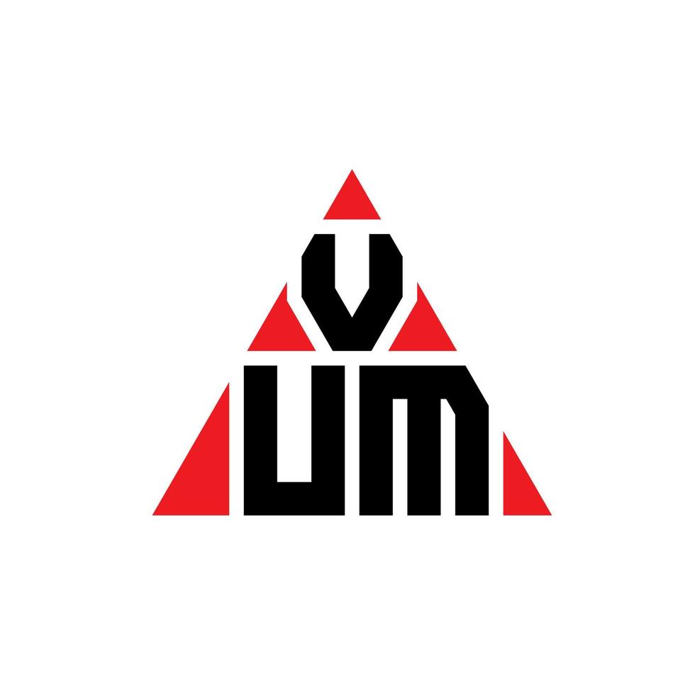 diseño de logotipo de letra de triángulo vum con forma de triángulo. monograma de diseño de logotipo de triángulo vum. plantilla de logotipo vectorial de triángulo vum con color rojo. logotipo triangular vum logotipo simple, elegante y lujoso. vector