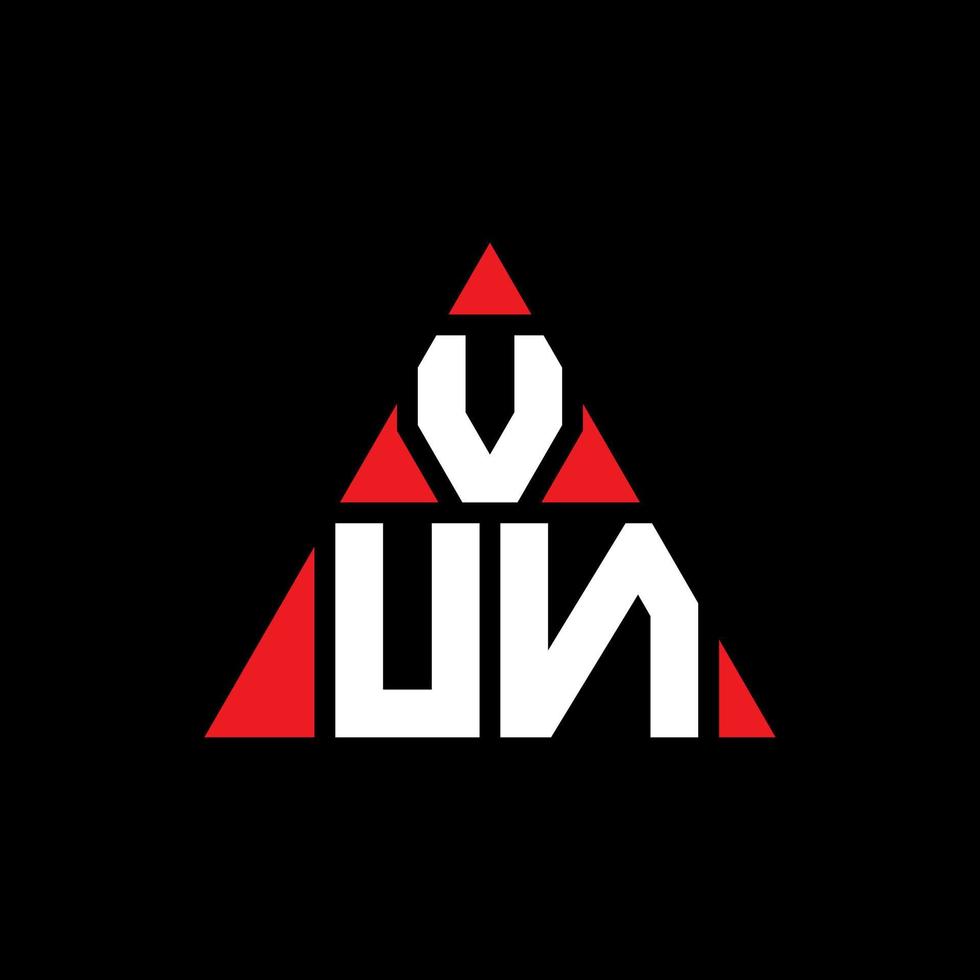 vun diseño de logotipo de letra triangular con forma de triángulo. monograma de diseño de logotipo de triángulo vun. plantilla de logotipo de vector de triángulo vun con color rojo. logotipo triangular vun logotipo simple, elegante y lujoso.