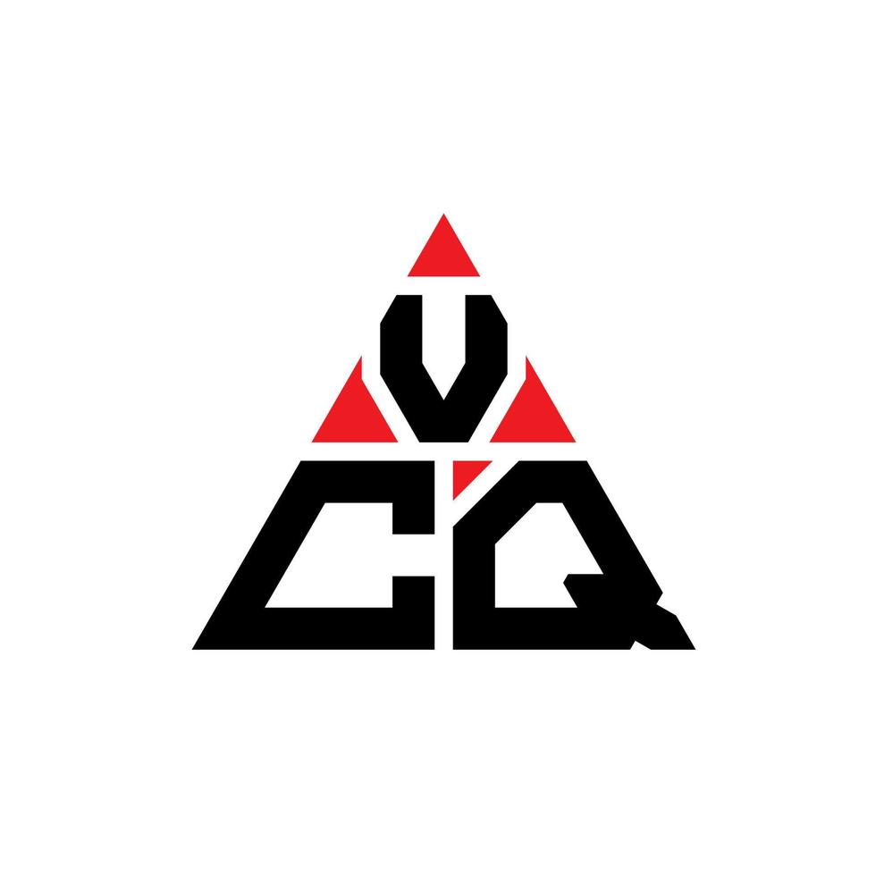 VCQ triangle letter logo design with triangle shape. VCQ triangle logo design monogram. VCQ triangle vector logo template with red color. VCQ triangular logo Simple, Elegant, and Luxurious Logo.