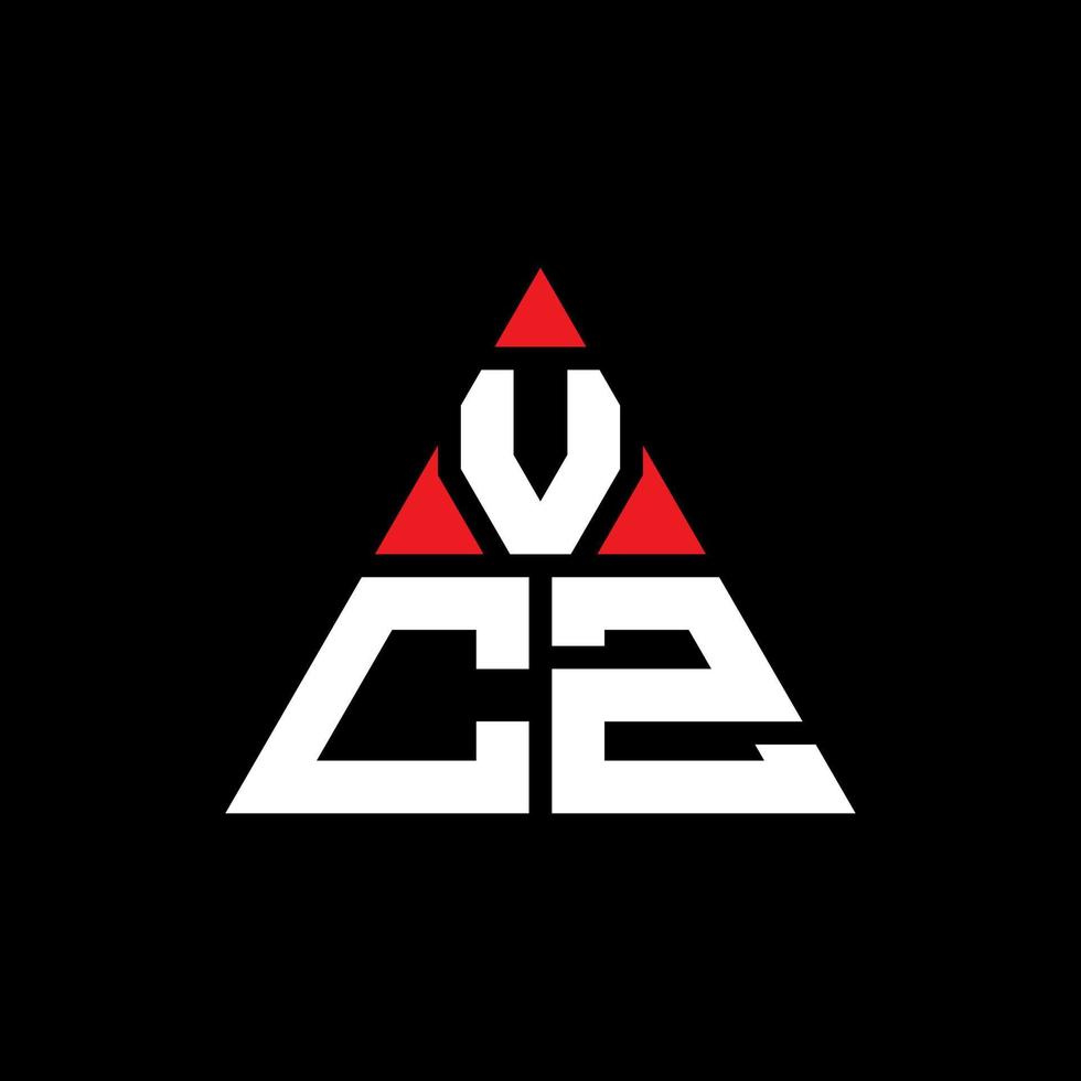 diseño de logotipo de letra triangular vcz con forma de triángulo. monograma de diseño de logotipo de triángulo vcz. plantilla de logotipo de vector de triángulo vcz con color rojo. logotipo triangular vcz logotipo simple, elegante y lujoso.