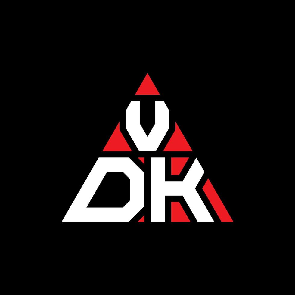 Diseño de logotipo de letra de triángulo vdk con forma de triángulo. monograma de diseño de logotipo de triángulo vdk. plantilla de logotipo de vector de triángulo vdk con color rojo. logotipo triangular vdk logotipo simple, elegante y lujoso.